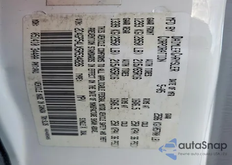 2005 Chrysler Town & Country Touring from USA, damaged, VIN 2C4GP54LX5R534826